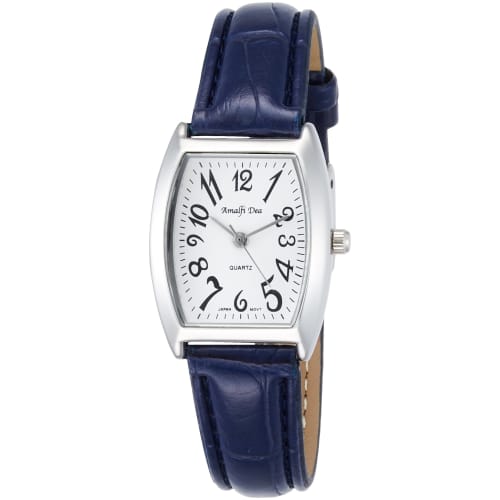 

Arias Amalfidia Analog Tonneau-Shaped Watch, Waterproof, Leather Strap, White Dial, Black, A35L28, Women s