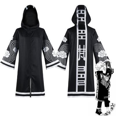 Anime Tokyo Revengers Kostüm Chika Kawarajo Imaushi Wakasa Trenchcoat mit Kapuze Damen Herren Reißverschluss Umhang Schwarz Print Outfit Robe