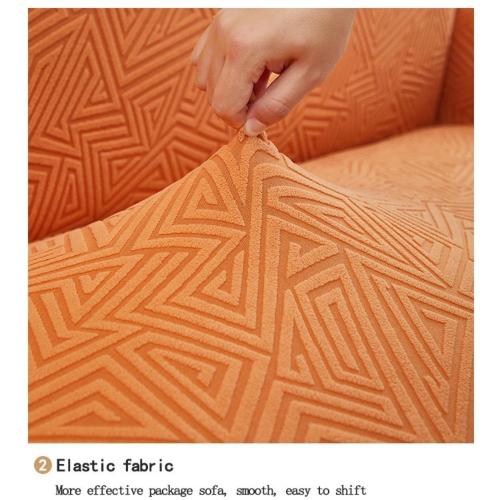 Full Cover Stretch Jacquard Sofa Cover Wavy Design Universal Pure Color Sofa Protector
