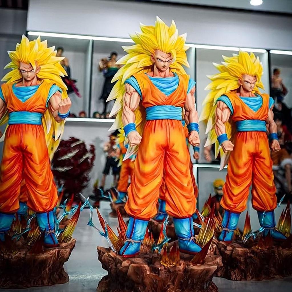 ZWandJT Studio Dragon BallZ Super Saiyan 3 Goku Form SSj3 Broly 13.77Inch/35cm Can be Glowing move PVC Both hands Figure Playthings Gift