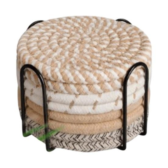 8Pcs Cotton Woven Coasters for Drinks Absorbent Coasters Set