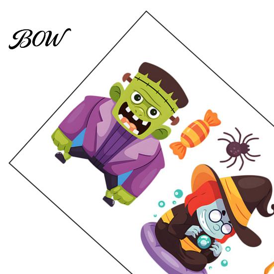 Creative Gifts for Halloween Static Window Clings, Cartoon Ghost Pumpkin Witch Monsters Decals, Waterproof Decorative Decals Store Windows