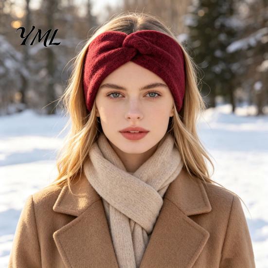 Wide Headband for Winter Sports Women Headband, Twist Knot Knitted Thick Warm Ear Knit Travel Warmers, Cozy Head Wrap Cold Weather Autumn Accessories
