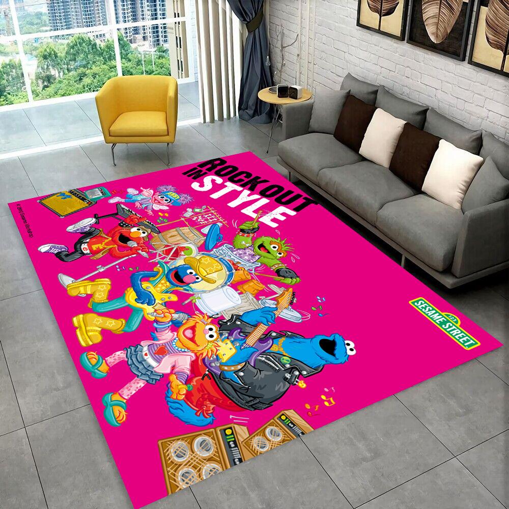 S-Sesame Street TV Cute Cartoon Carpet Rug for Bedroom Living Room Sofa Home Doormat Home Decor,Area Rug Non-slip Floor Mat Gift