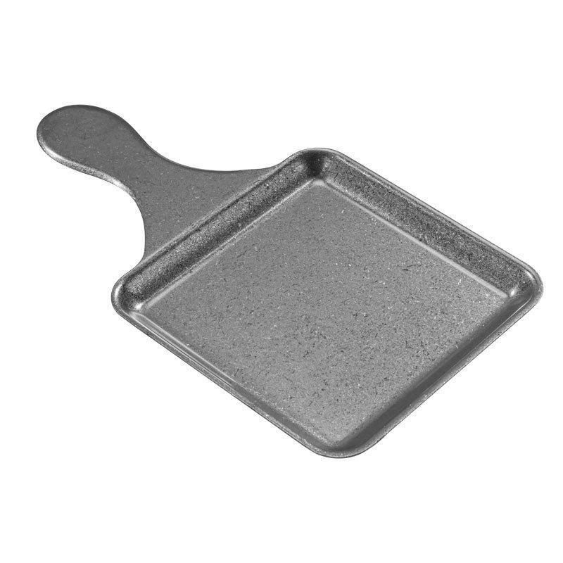 1PC Retro Stainless Steel Square Plate Creative with Handle Flat Bottom Plate Can Hold Fried Chicken Snack Tableware