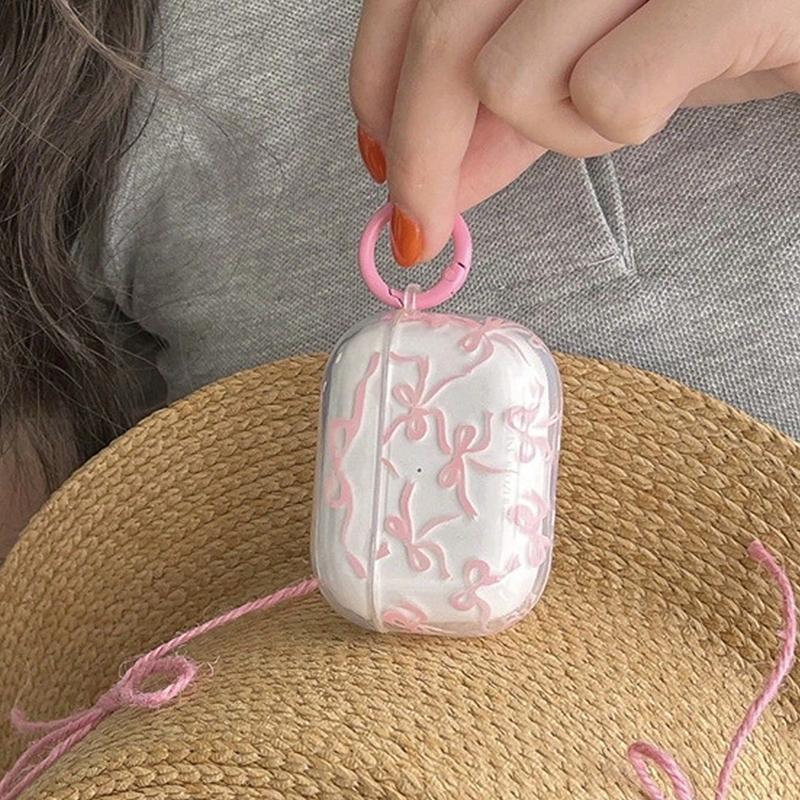 Pink Bow Case for Airpods Pro 2, Pro 3, Pro Soft Protective Case Bluetooth Wireless Earphone Cover for Airpods 1or2, 3, 4 Cover