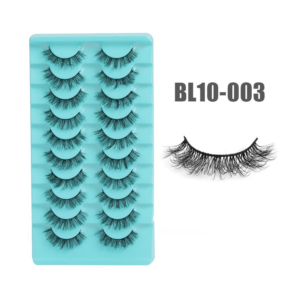 10 Pairs Of Chemical Fiber Eyelashes False Eyelashes Dense Simulation Cross Curl Short Eyelashes