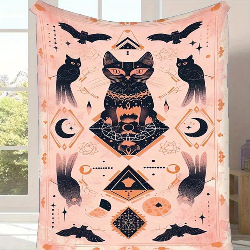 

1pc Cat Print Blanket, Soft Warm Throw Blanket Nap Blanket for Couch Sofa Office Bed Camping Travel, Multi-purpose Gift Blanket 130cmx150cm