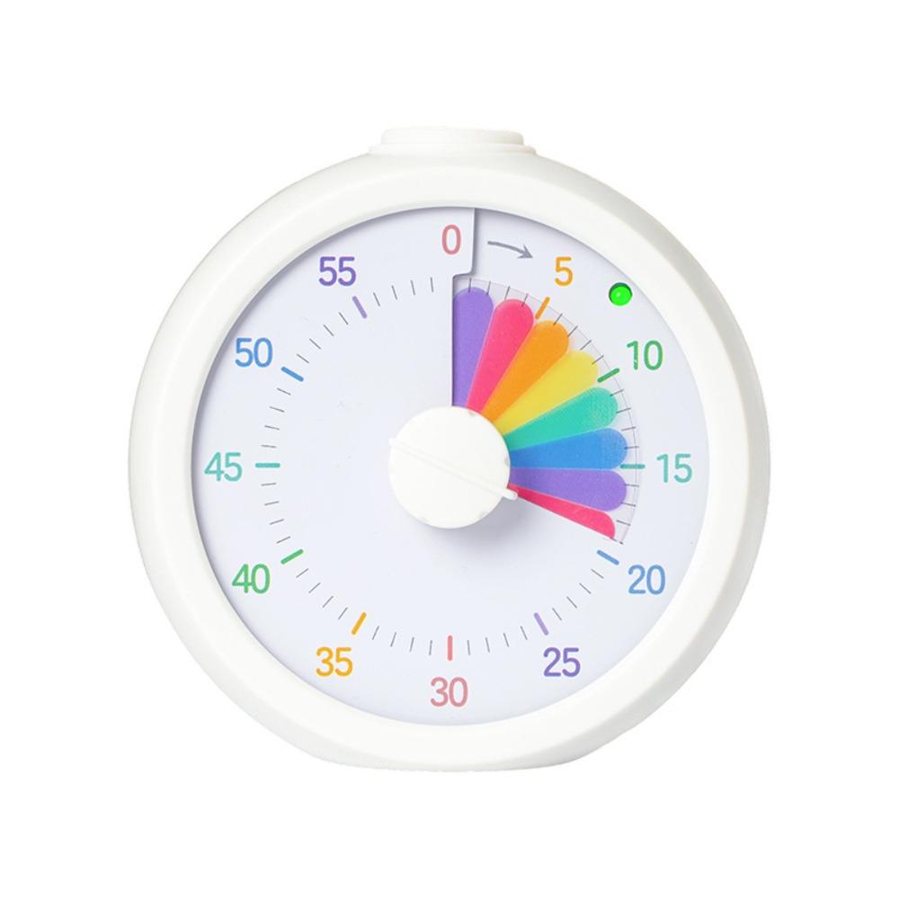 

Rainbow Pattern Digital Pomodoro Timer Silent Pause Function Countdown Timer Study Cooking Meeting Round White