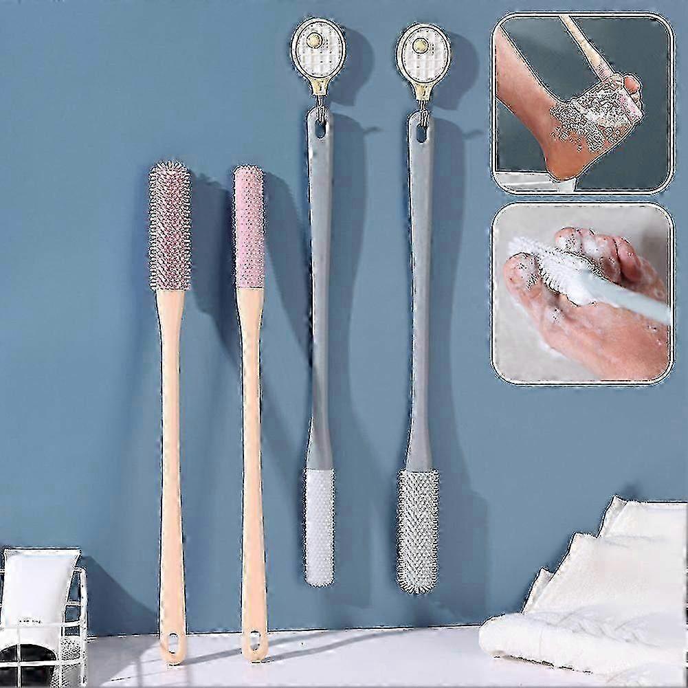 Long Handle Foot Scrubber Brush for Shower and Bath Toe Cleaning Exfoliating Tool Hwy