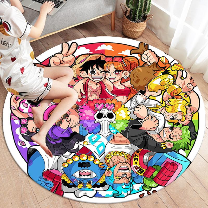 One Piece Monkey D Luffy Round Area Rug Carpet Rug For Living Room Bedroom Sofa Playroom Decor Nonslip Floor Mat