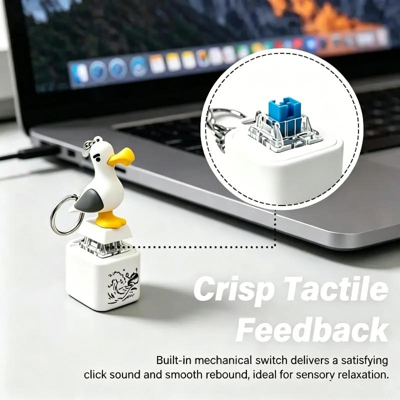 Funny Cute Seagull Shaped Fidget Keyboard Fidget Toys Keychain Finger Button Clicker Decompression Toys