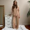 2026 Soft Modal Set Women Casual Short Sleeve Top Wide Leg Pants Two Piece