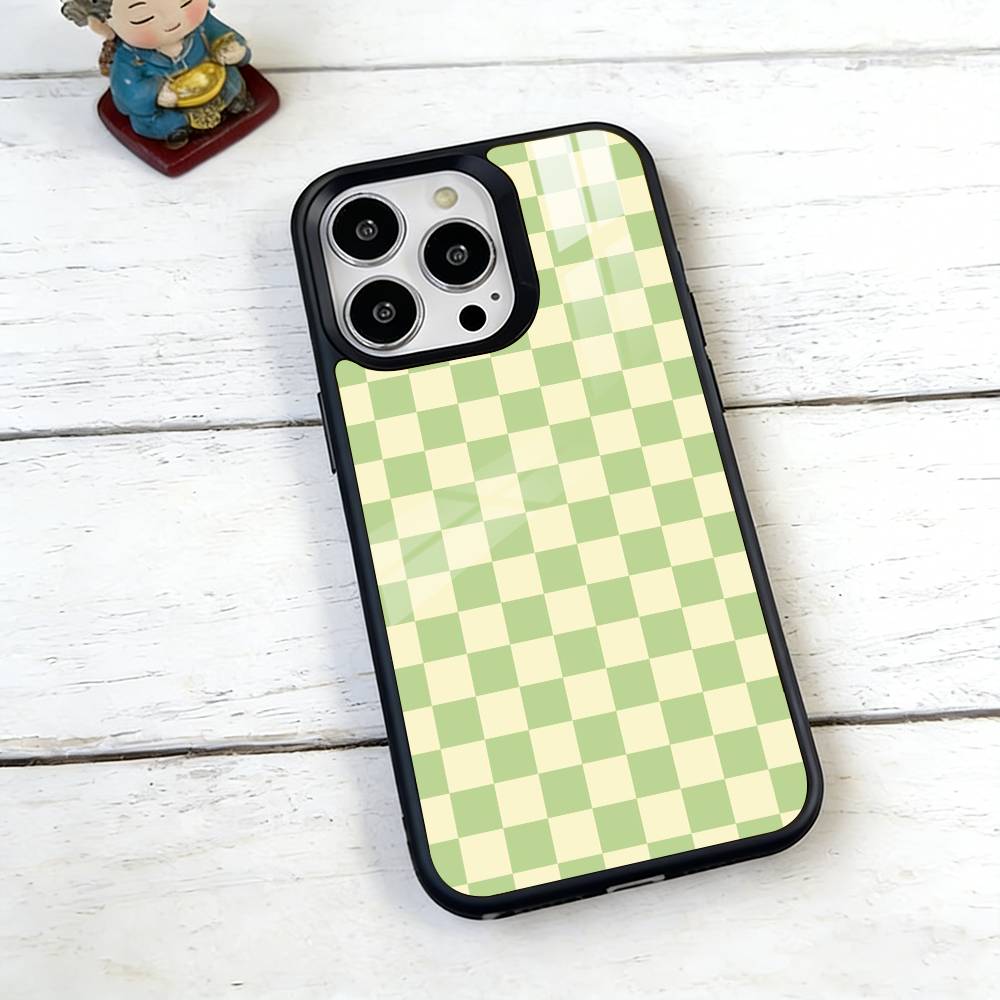 Green & Orange Check Phone Case For iPhone17,16,15,14,13,12,11 Plus,Pro Magnetic with Magsafe Wireless Charging