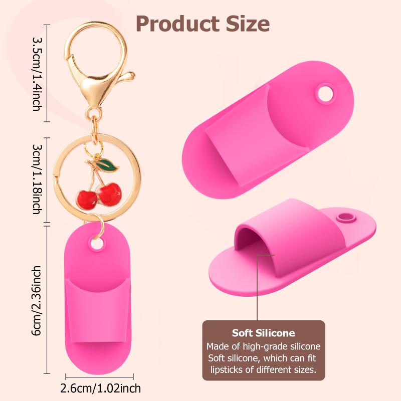 Slipper Shape Silicone Keychain Cap Accessories Portable Durable Holder Keychain Compatible For Lipgloss Storage And Balm Cap