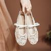 Damen Mesh Stickerei Ballerinas Blumen Perlen Ballett Loafer Damenmode Atmungsaktiver Schuh Komfort Niedriger Absatz Weiche Flache Sandalen