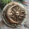 Vintage Sonne Mond Wandkunst Metall Relief Dekor Aluminium Heimbüro