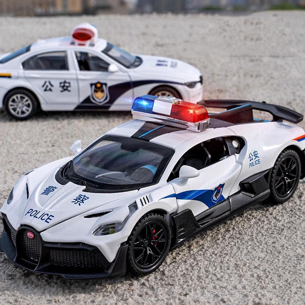 1:32er Maßstab DIVO Polizeiauto Spielzeugmodell BOLIDE Supercar Metall Druckguss Türen zu öffnen Sound Licht Rückzieher Sportwagen Geschenke für Kinder