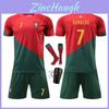 High-quality Portugal Football Shirt Set World Cup Soccer Uniform Ronaldo Number 7 Jersey Child Sports Outfit