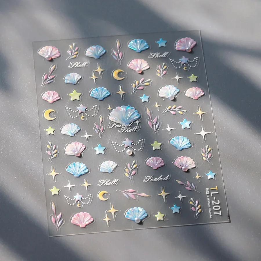 Gold Silver Love Star Moon Geometric Lines Necklace Stamping Retro Soft Self Adhesive Nail Art Sticker Manicure Decal