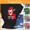 Damen Nikolaus Dabbing Print T-Shirt Weiches Bequemes Weihnachtliches Kurzarm-T-Shirt