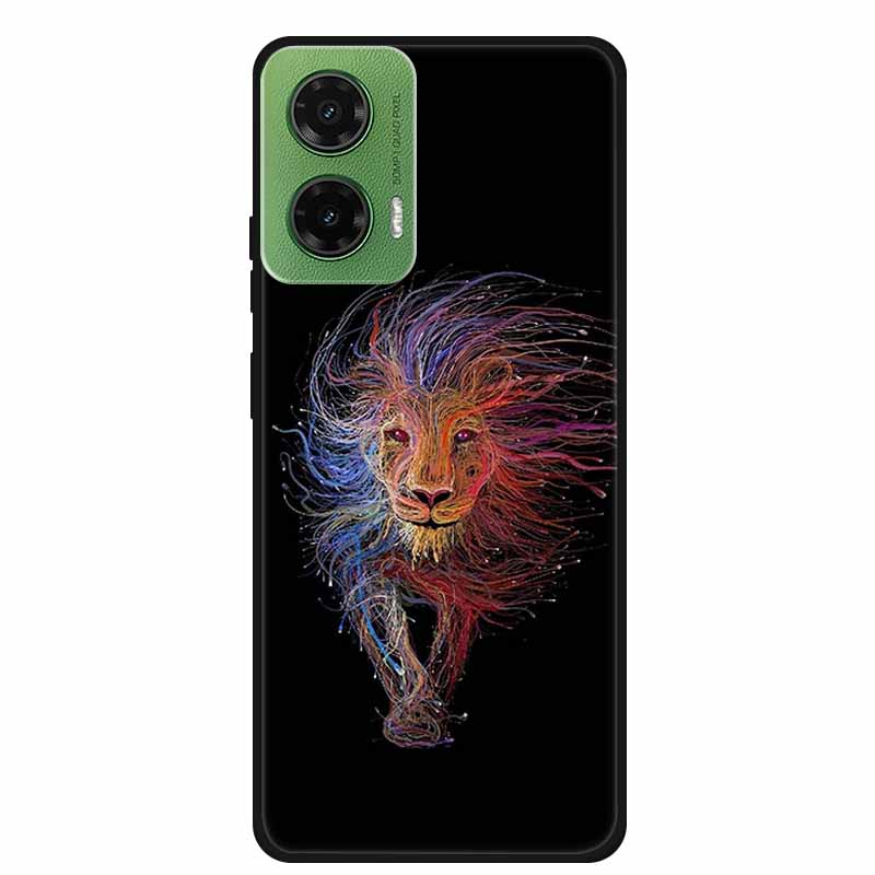 Silicone Painted Cover For Motorola Moto G35 G55 Case Luxury Animal TPU Silicone Soft Back Cover For G55 5G Black Bumper MotoG35