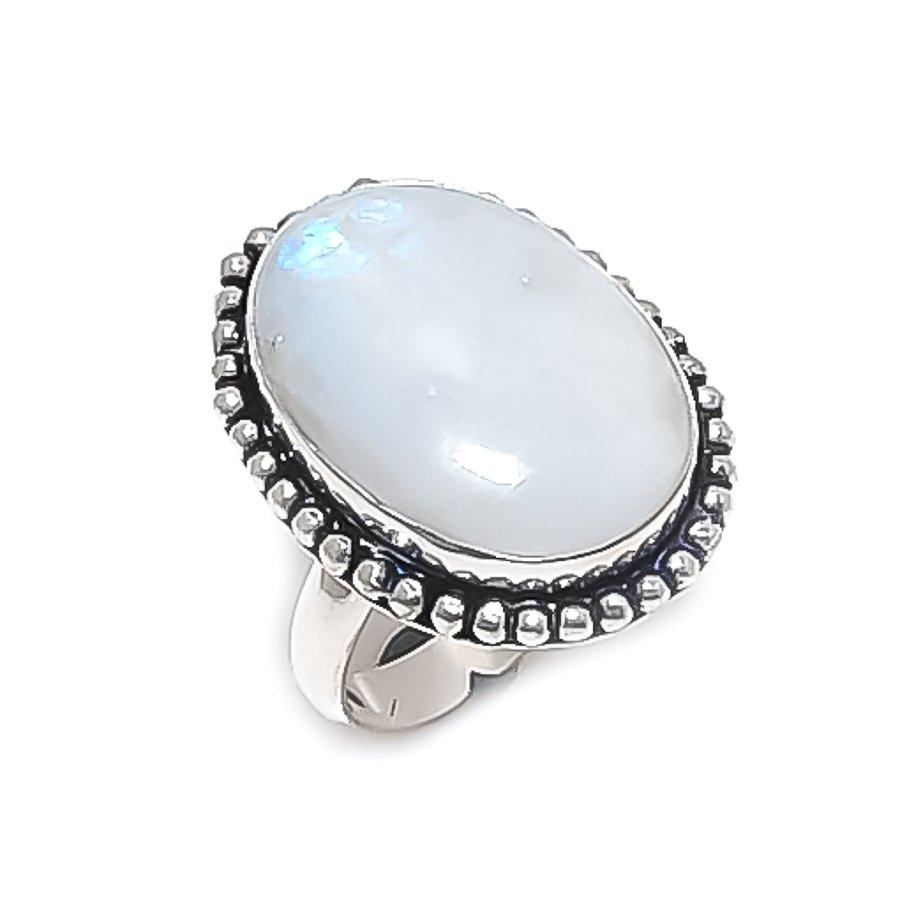 

Натуральный лунный камень, ручная работа, ювелирное изделие из серебра 925 пробы, кольцо, размер 9 B2l48