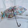 Transparent Glass Painted Umbrella 70% off Automatic Trendy Straight-Handle Umbrella Cute Folding Umbrella for Children and Adults Hepburn Style