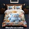 Conjunto de Roupa de Cama de 3 Peças Tema Ursinho de Pelúcia, 1 Lençol de Cima e 2 Fronhas Roupa de Cama Personalizada para Casa