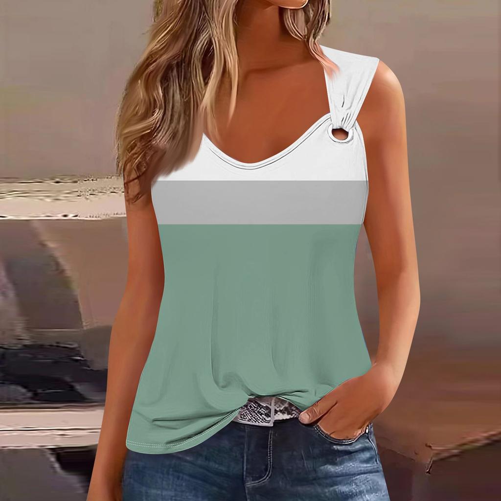 Damen Tank Top mit V-Ausschnitt, Basic, bedruckt, lässig, fließend, ärmellos, tiefer Seitenausschnitt, Tops für Damen