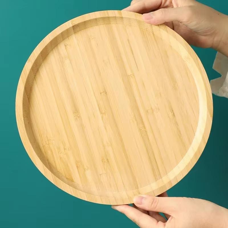 Bambustablett, 1 Stück, Trockenfrüchte, Obst, Dessert, Sushi, Eintopf, Fachbehälter, Couchtisch, Snacks, rundes Fachtablett