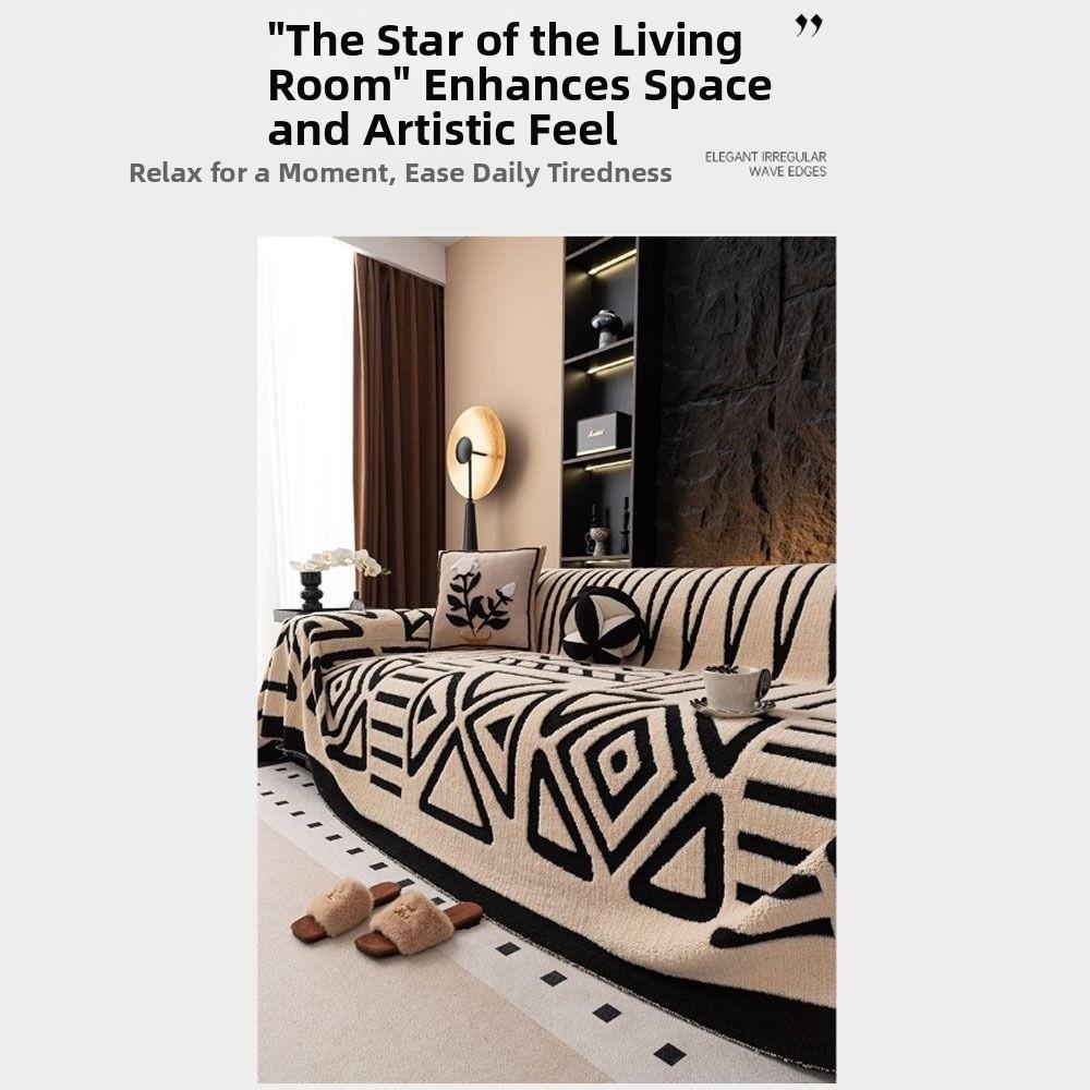 Bohemian Style Vintage Interlocking Sofa Protector Comfort Non-Slip Sofa Blanket Warm Sofa Towel