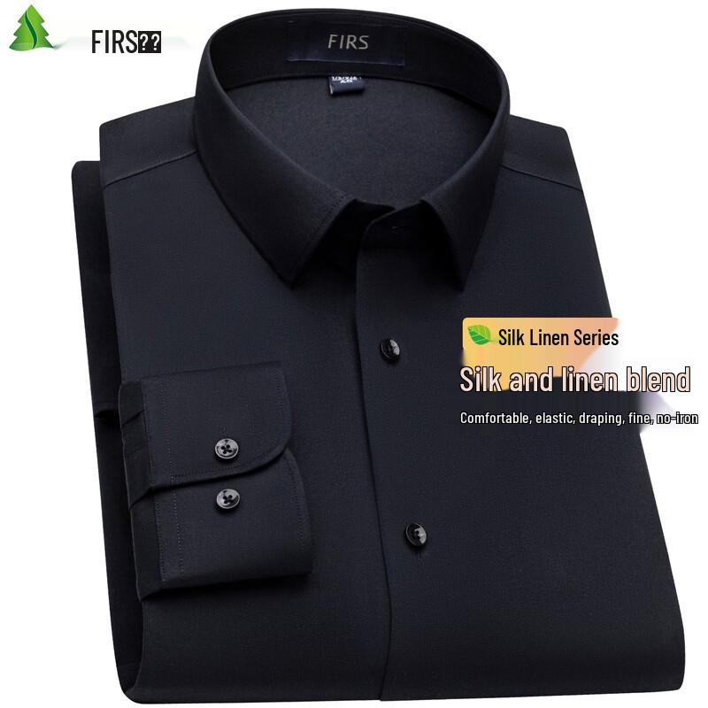 FIRS Men's Silk Linen Blend Long-Sleeve Shirt