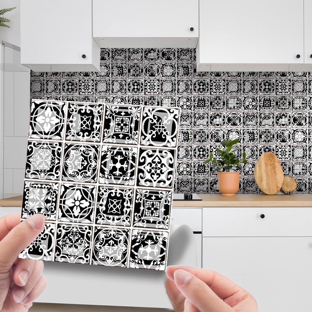10pcs 3D Self Adhesive Wallpaper Waterproof Wall Decals Retro Crystal Tile Wall Sticker  Bathroom