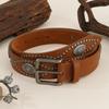 Punk Leather Belt for Women Pin Buckle Western Cowboy Waist Strap