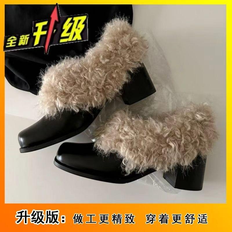 velvet cotton shoes women s season new retro British style thick heel warm women s cotton shoes 35