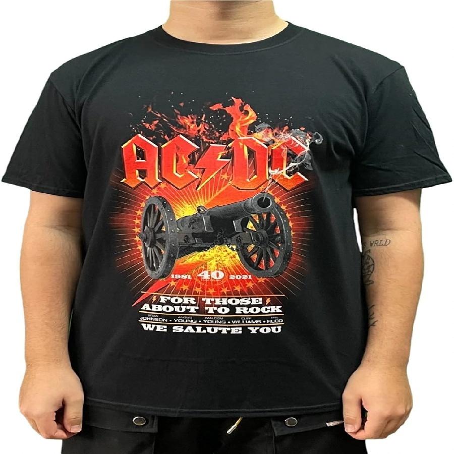AC_DC T Shirt for Those About to Rock 40Th Flaming Official Unisex Black Size XX-Large XXXXXL