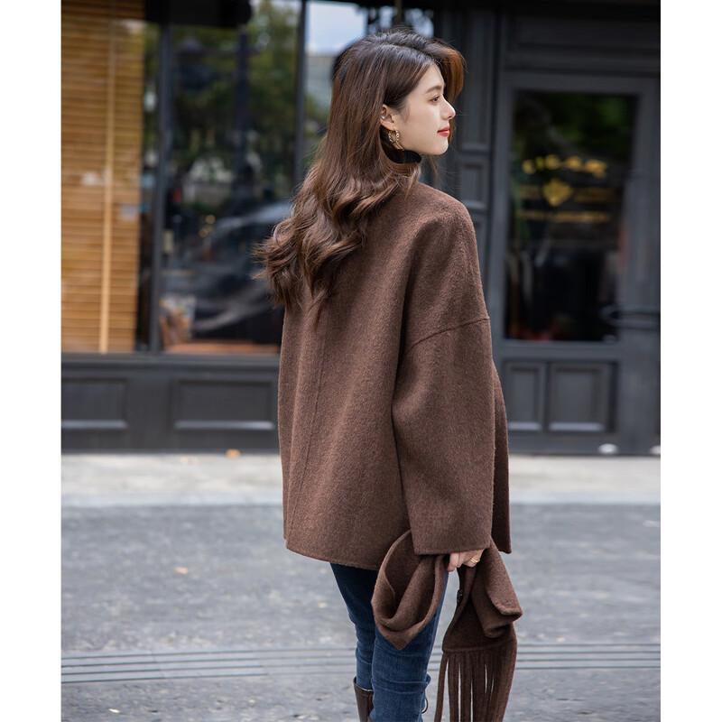 MOKANA Women's Luxury Double-Faced Wool Coat with Scarf