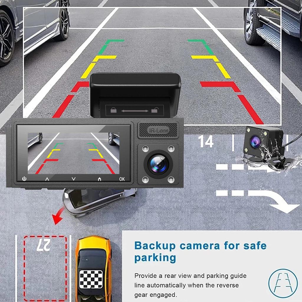3 Channel Dash Cam HD 1080P Wifi Inside Vehicle Car DVR Three Way Lens Camera DVRs Recorder Video Registrator Dashcam Camcord