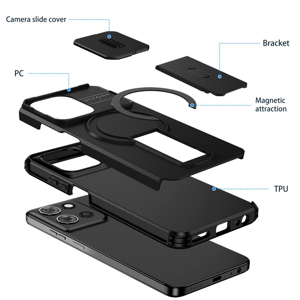 KEYSION Shockproof Armor Magnetic Case for Motorola MOTO G 5G 2025 Slide Camera Protection Kickstand Phone Cover for Edge 2025