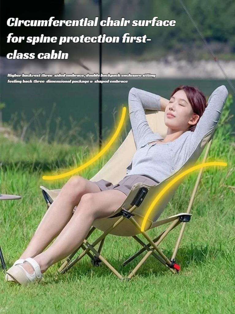 Outdoor Moon Chair High Backrest Ultra Light Folding Chair Portable Camping Beach Lounge Chair Camping Equipment Accessories