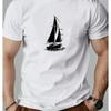 Men Sailboat Graphic Summer T-Shirt Breathable Round Neck Short Sleeve Tee for Beach Outdoor Casual Attire