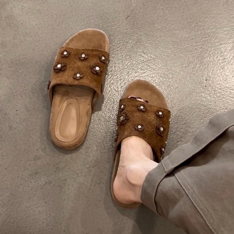 Flower Women Flats Slippers Casual Sandals Woman Shoes Summer 2025 New Beach Dress Shoes Fashion Flip Flops Walking Slides Mujer