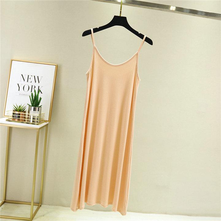 Women's Sleeveless Modal Cotton Slimming Midi Dress - Plus Size, Summer Round Neck Layer Slip