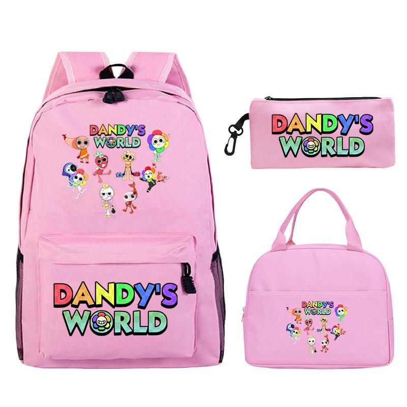 Dandy's World Game Merchandise Printed Primary and Secondary School Schoolbag Three-piece Set Foreign Trade Popular Children's Backpack