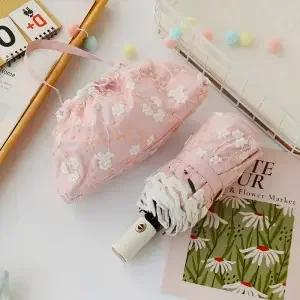 

Full-automatic Lace Sun Umbrella 2 Layers Embroidery Sunshade Anti-ultraviolet Folding Umbrella Rain or Shine Women Girl Gift