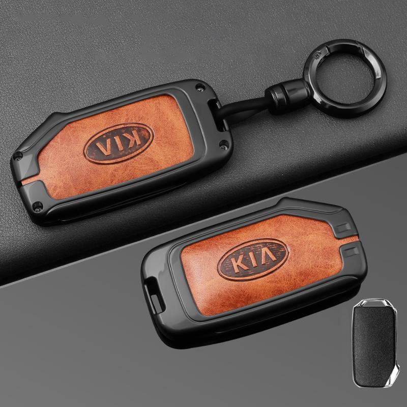 BTSOM1 Zinc Alloy Car Key Case Cover Leather Shell Holder For KIA Sportage R GT Stinger Sorento Ceed Cerato Forte Niro Soul Telluride