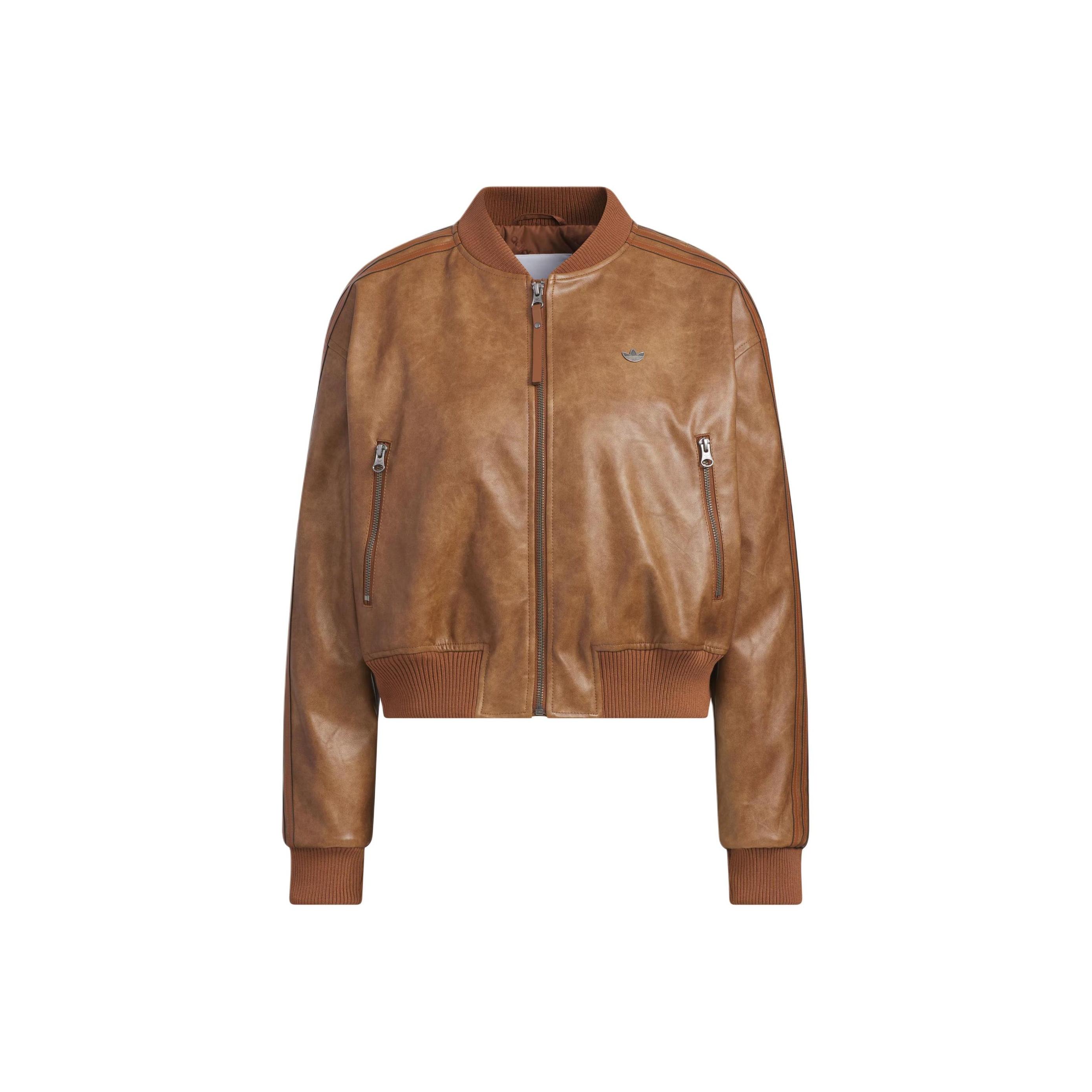 

Adidas Оригиналы FW25 PU Накладка Логотип бренда Три полоски Ретро Теплая Спортивная Куртка с длинным рукавом Женская куртка KC2655 M