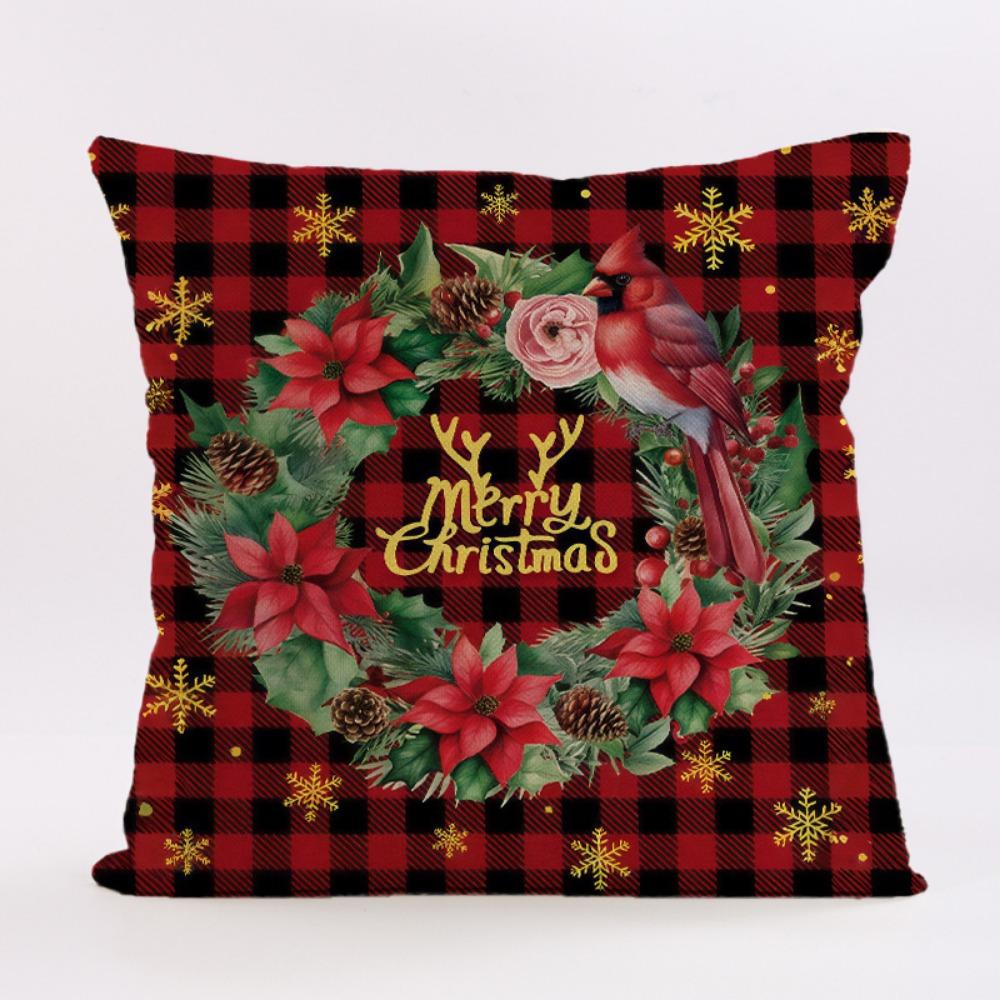 Christmas Pillow Cover Elk Santa Claus Decorative Sofa Decorative Linen Pillowcase for Christmas Sofa Decoration Party