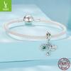 S925 Sterlingsilber Liebe Vierblättriges Kleeblatt Anhänger, Kleine Frische Blatt DIY Glück Perlen Zubehör